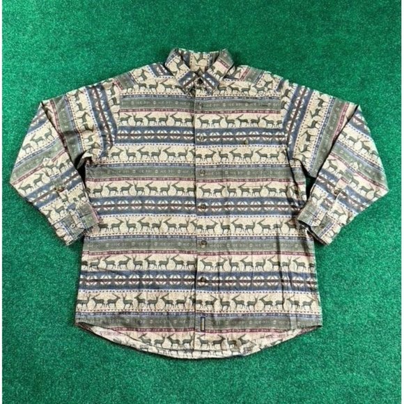 Woolrich Other - Woolrich Southwestern Deer Print Long Sleeve Button Down Shirt Mens Size‎ Large